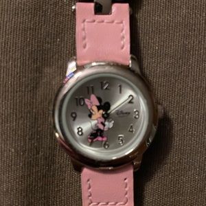 Minnie Mouse Disney pink leather girls kids watch